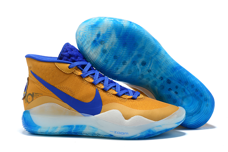 New Nike KD 12 Yellow Blue White Shoes